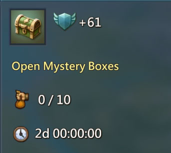 Open Mystery Boxes Quest 61 points