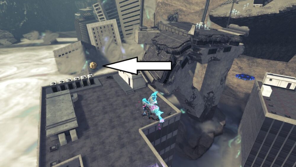 Bayonetta stands on top of a building in Bayonetta 3.