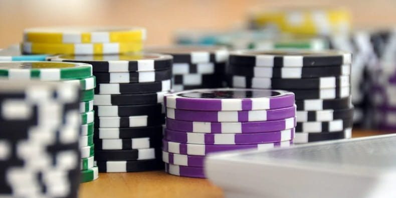 Green Purple and Blue Poker Chips