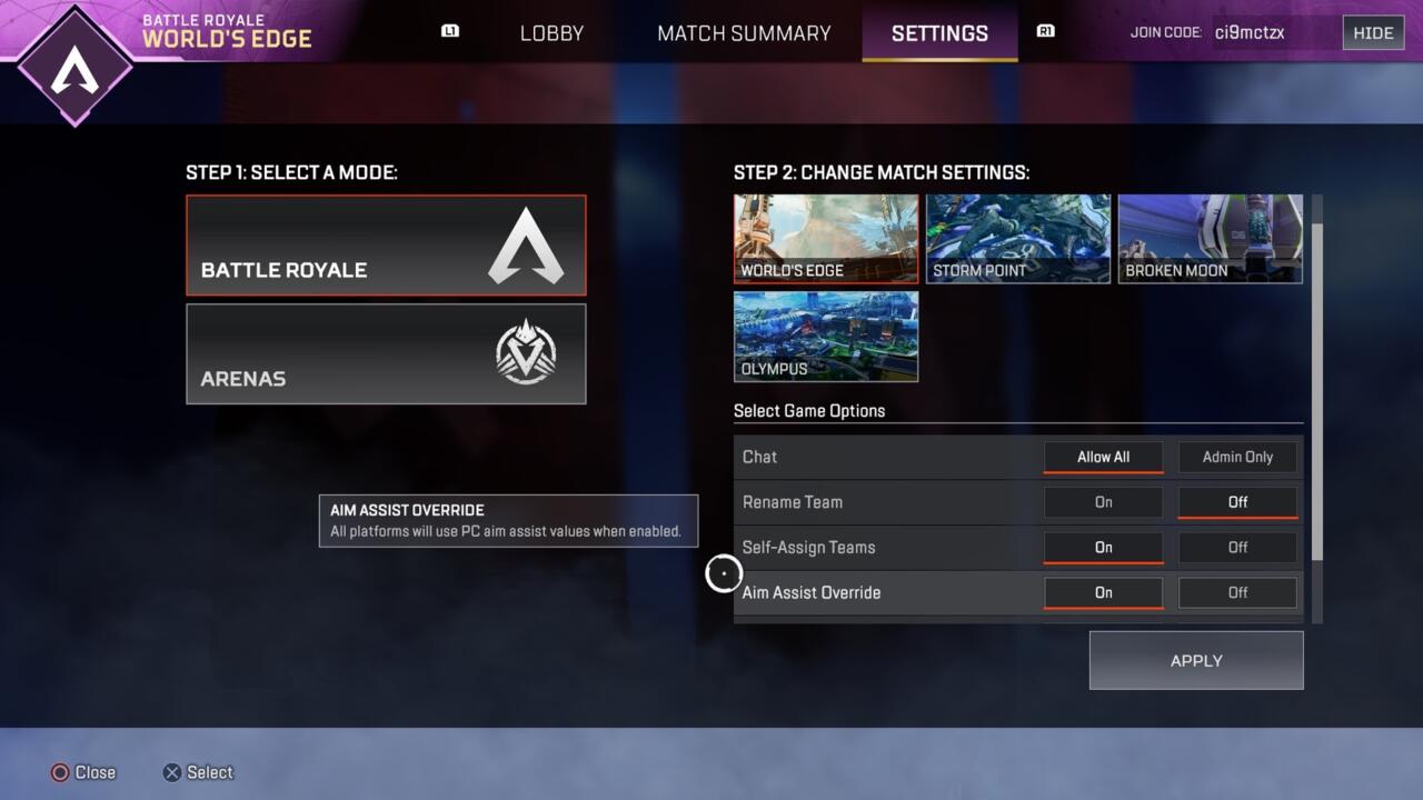 Only maps that are currently in active rotation are available for private matches.