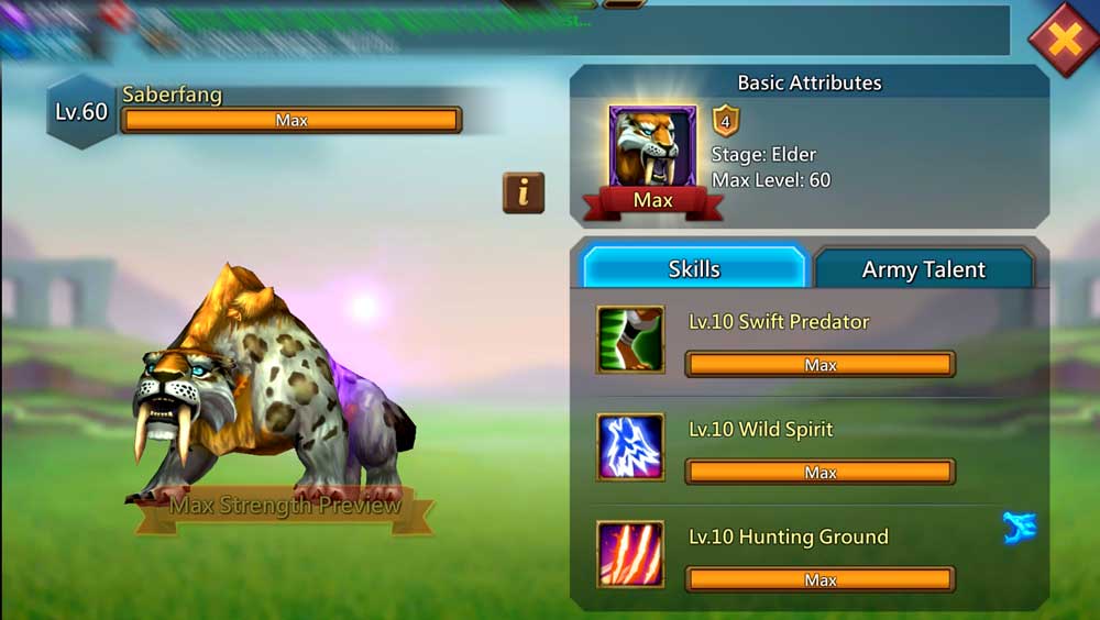 Saberfang Familiar Skill Familiars in Lords Mobile