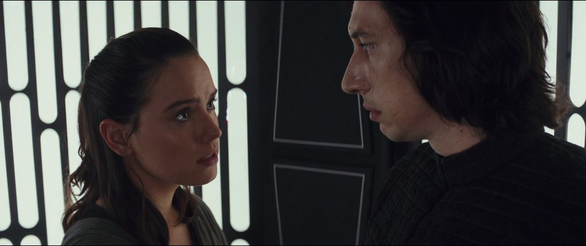 rey and kylo stand a little too close in star wars: the last jedi