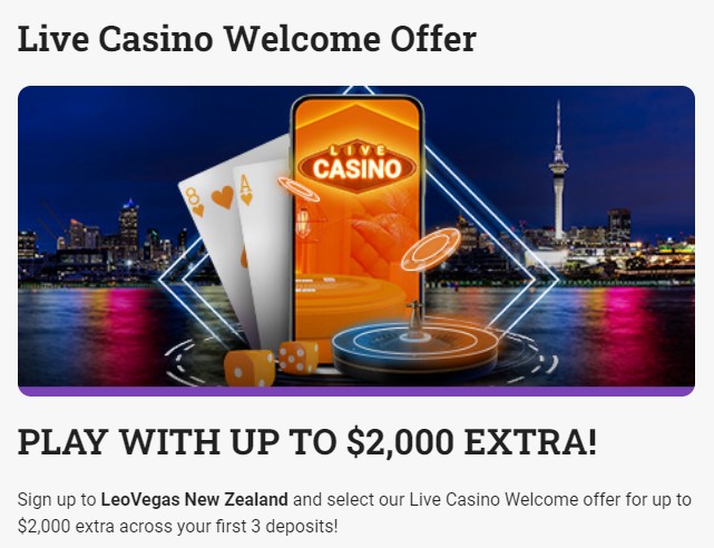 Live casino offer for NZ