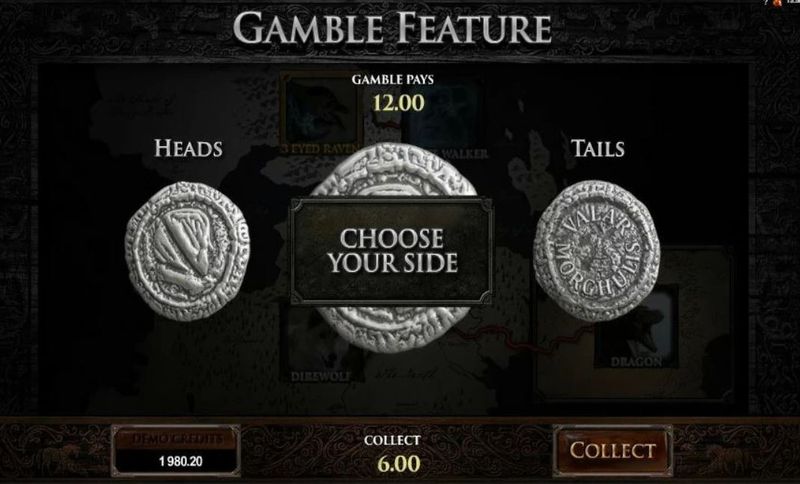 Gamble feature at Game of Thrones 243 Ways slot game 
