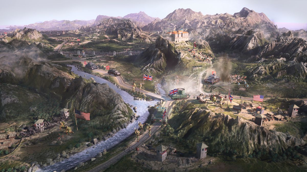 Several Allied companies maneuver on Company of Heroes 3’s Italian campaign map