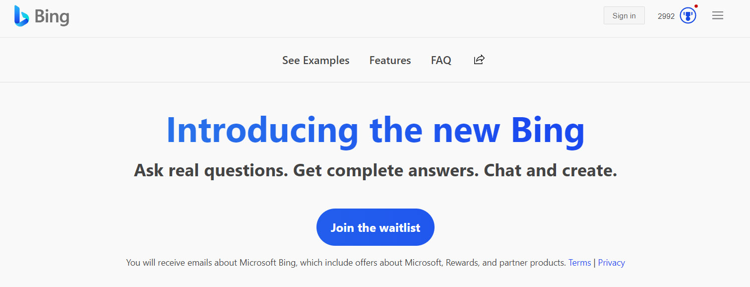 Bing join the waitlist