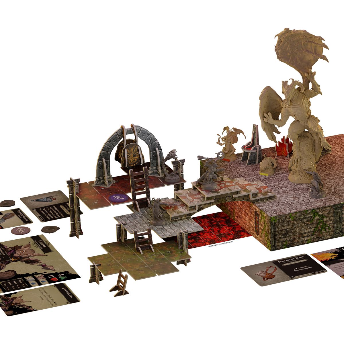 A square version of the render of the game components for Descent Act 2: The Betrayer’s War.
