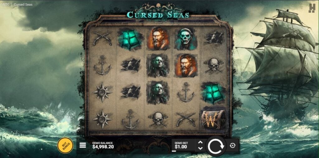 Cursed Seas slot reels by Hacksaw Gaming