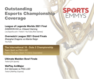 Nomations for Outstanding Esports Championship Coverage in 2023 Sports Emmy Awards