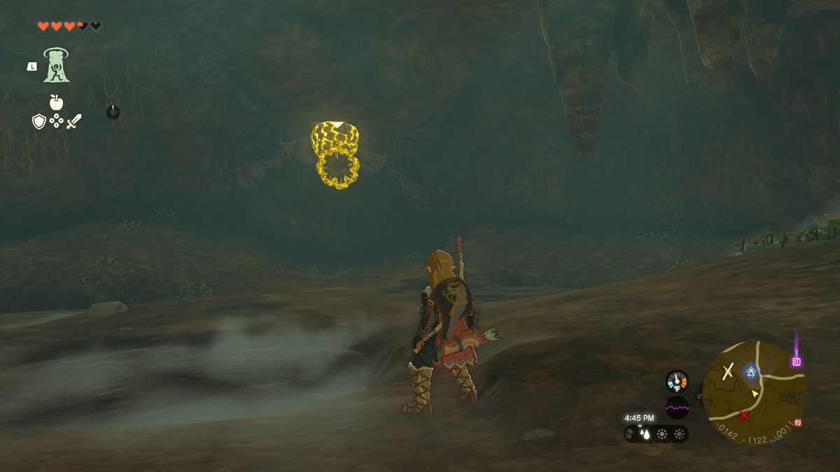 Link fights against an electric Like Like in a cave in Zelda Tears of the Kingdom.