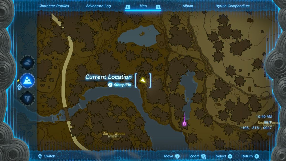 A map shows the location of the Rubber Armor head piece in Zelda Tears of the Kingdom.