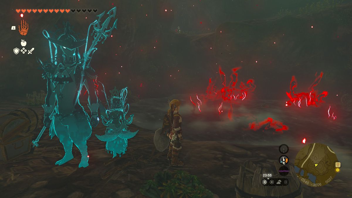 Link stands amid Blood Moon vapor in Zelda Tears of the Kingdom.