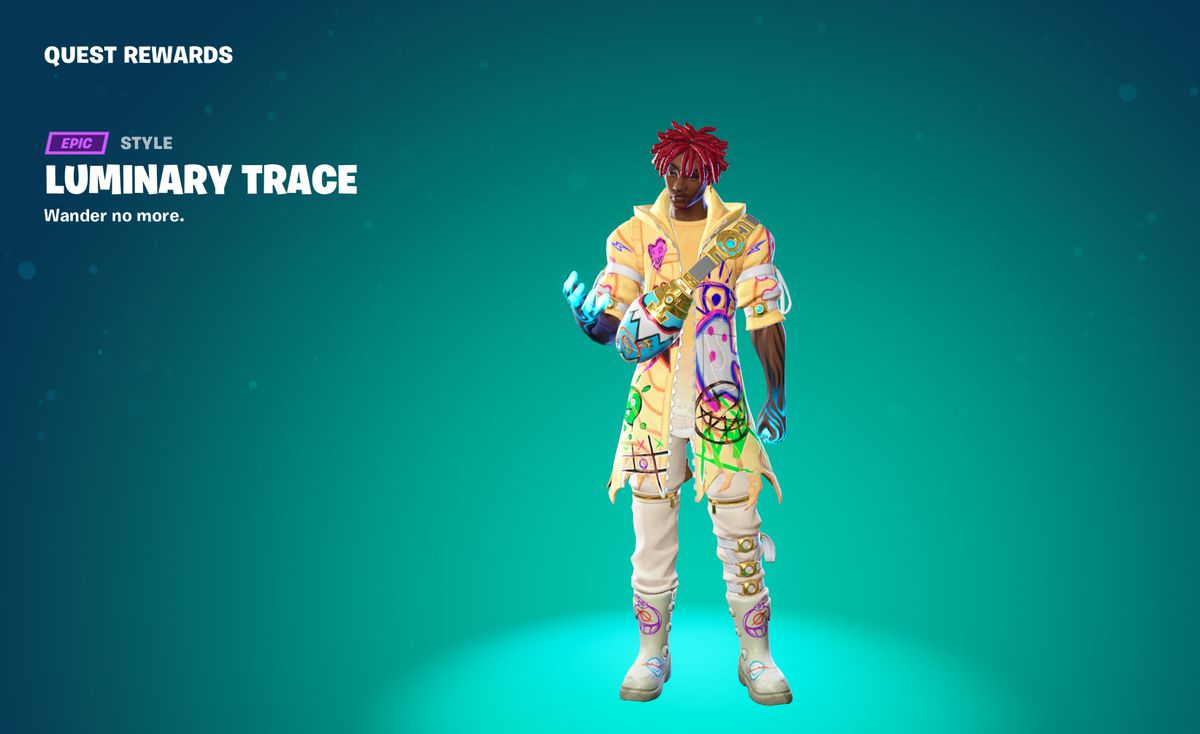 Trace in a yellow jacket covered in graffiti in Fortnite