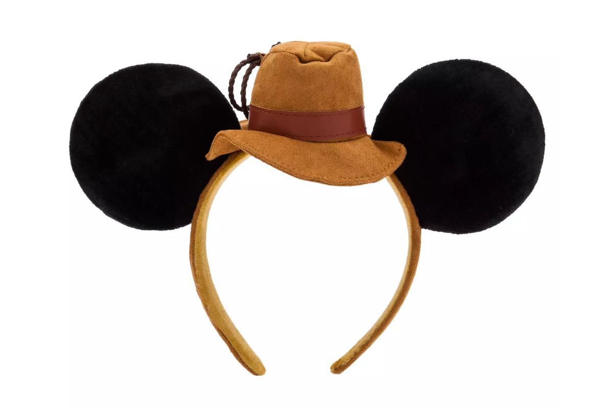 An Indiana Jones hat with Mickey Mouse ears attached to its sides