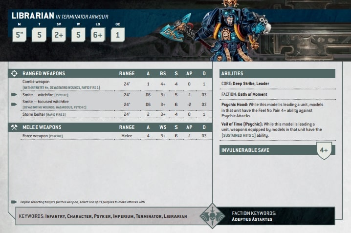 Warhammer 40k Leviathan Box Librarian Datasheet