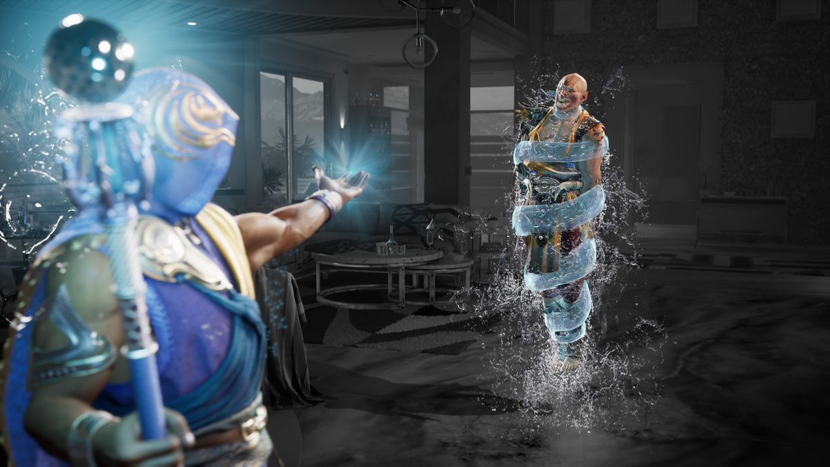 Rain binds Baraka with water in Mortal Kombat 1