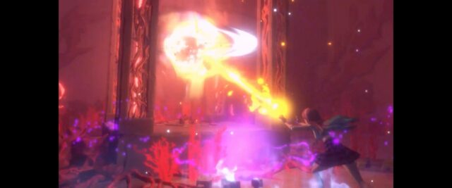Yuna is using her fire powers to try and use an artifact