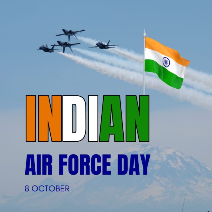 پست اینستاگرامی روز نیروی هوایی مدرن هند آبی و سبز