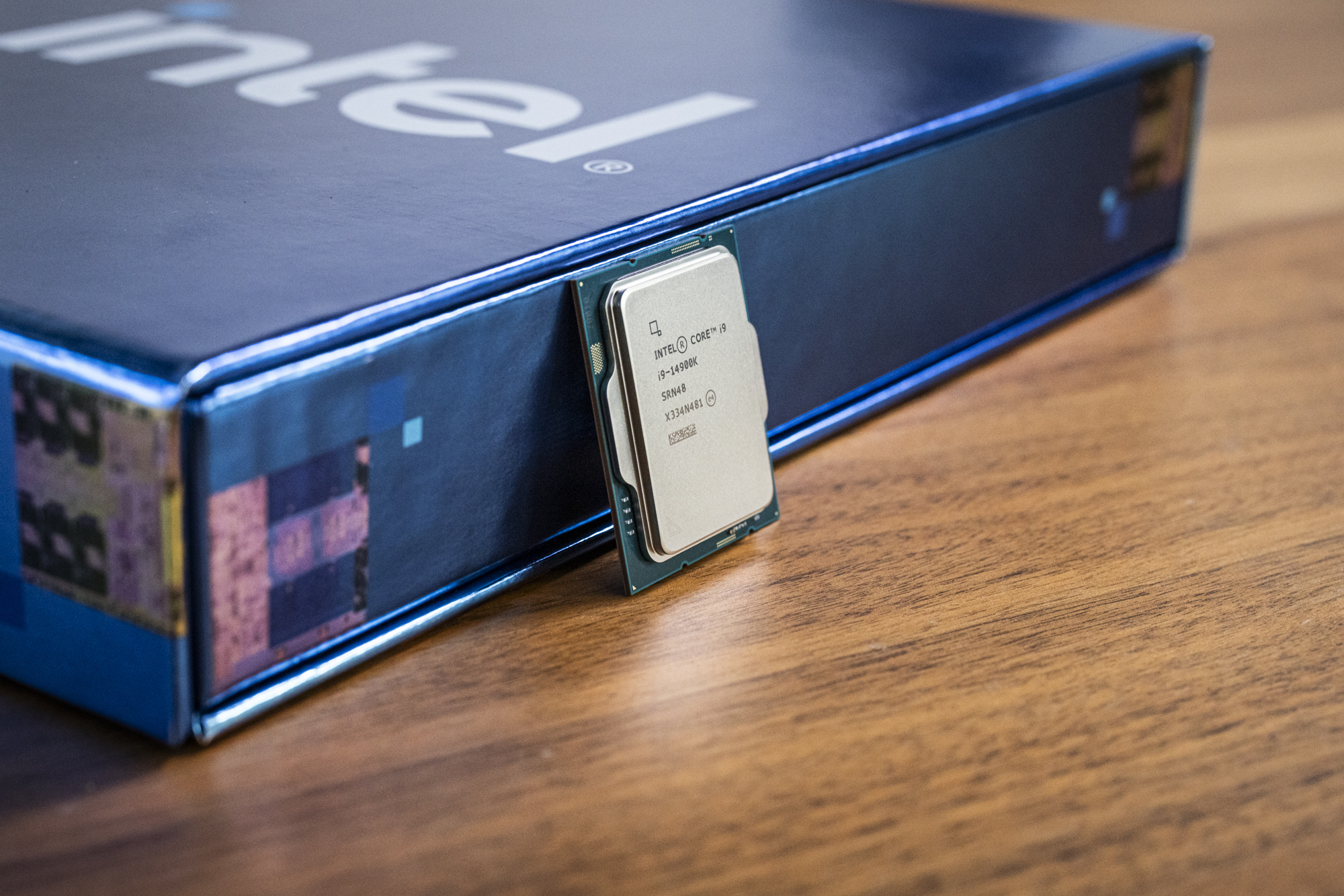 Intel Core i9-14900K next to a retail box