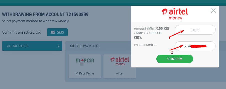 استفاده از Airtel Money برای خروج از مرحله 22 4bet