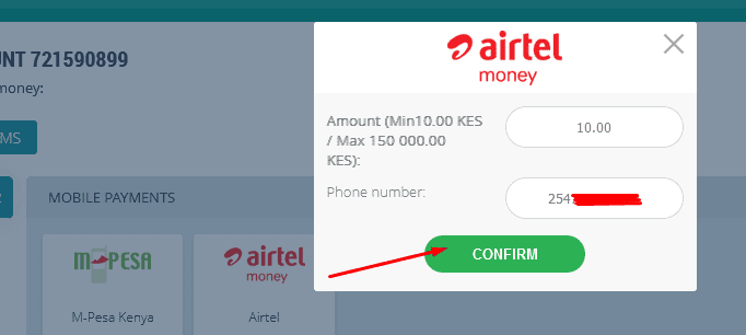 استفاده از Airtel Money برای خروج از مرحله 22 5bet