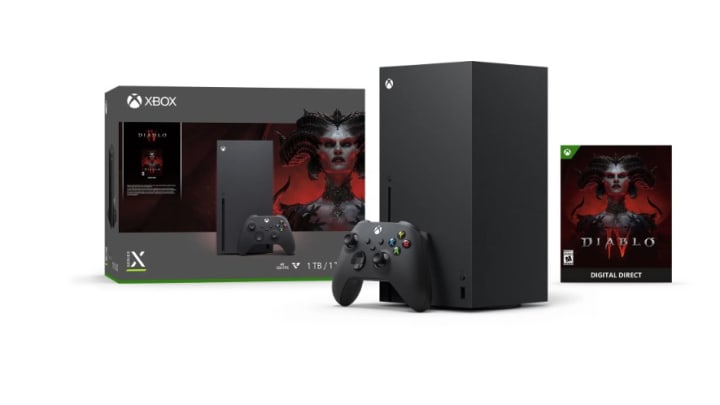 Black xbox series x console bundle with black controller and base game.