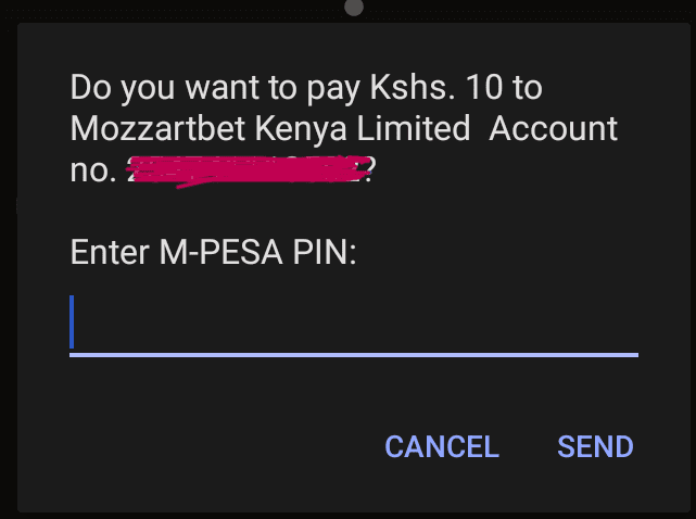 Prompt M-Pesa in put notification