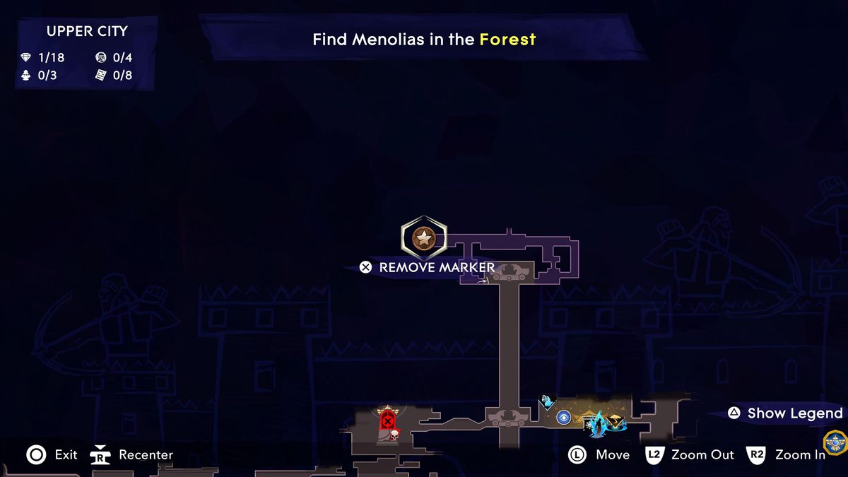 A map shows the location of the four royal stars amulet in Prince of Persia the Lost Crown