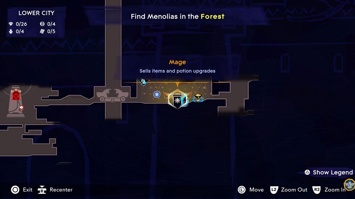 A map shows the location of the Blessing amulet in Prince of Persia the Lost Crown.