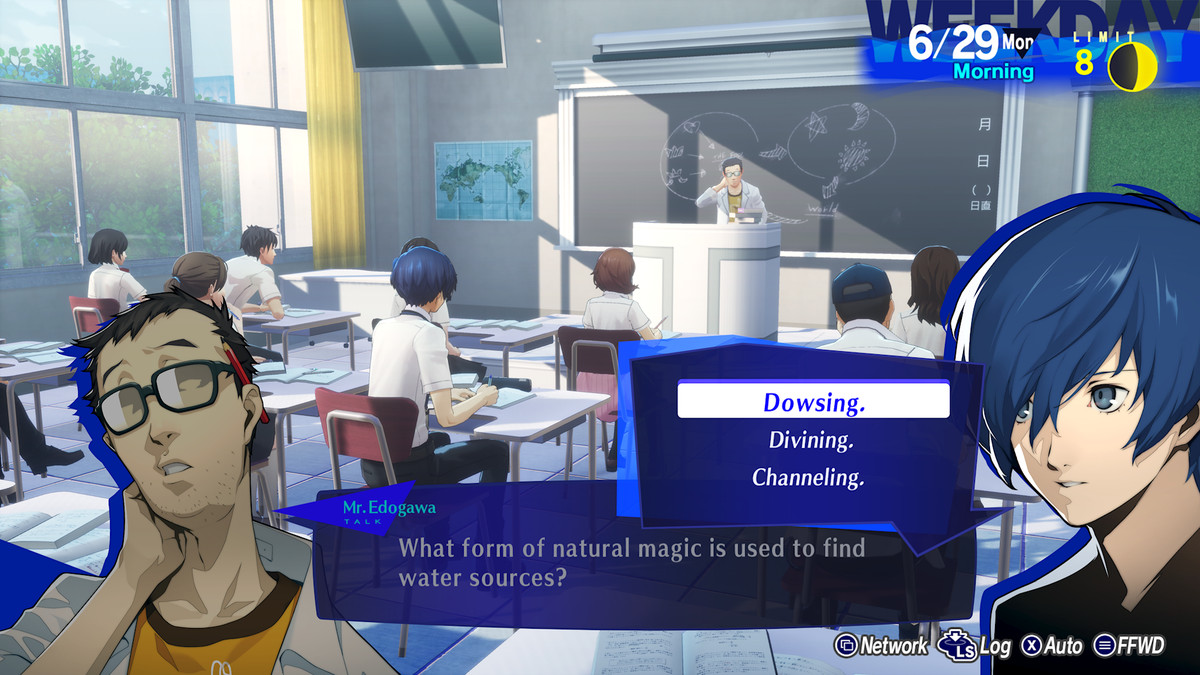 The Persona 3 Reload protagonist answers a classroom question