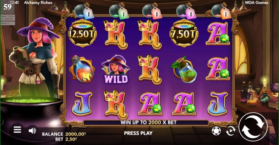 Alchemy Riches slot reels by MGA