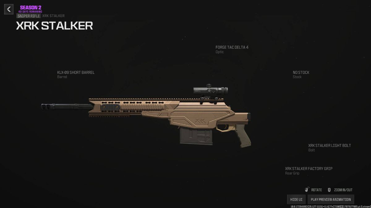 A menu for the XRK Stalker shows attachments on one of the best guns in MW3.