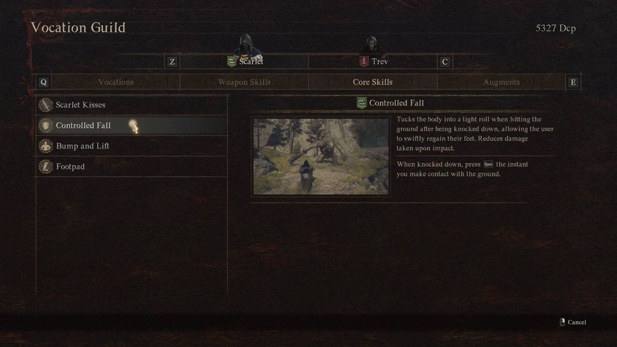 A menu shows the best Thief core skills in Dragon’s Dogma 2.