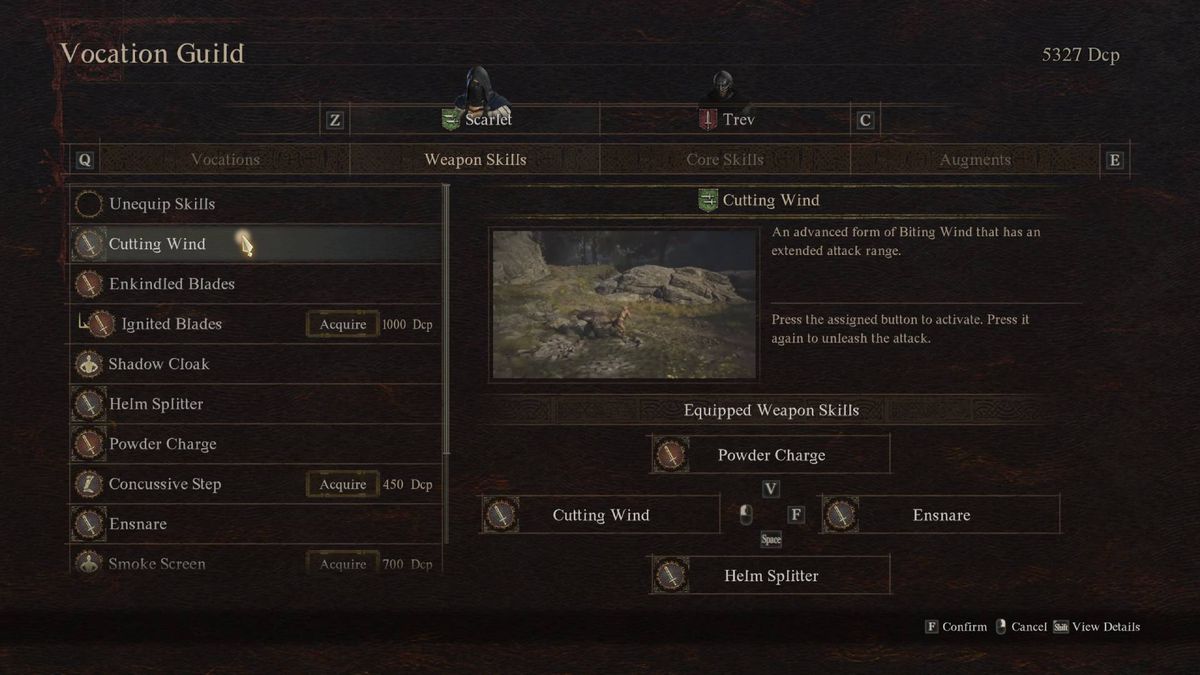 A menu shows the best Thief skills in Dragon’s Dogma 2.