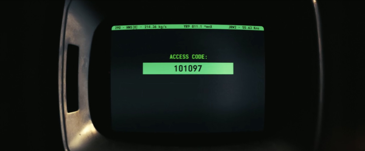 A screenshot of the computer code with “Access Code: 101097” on the screen in Fallout season 1