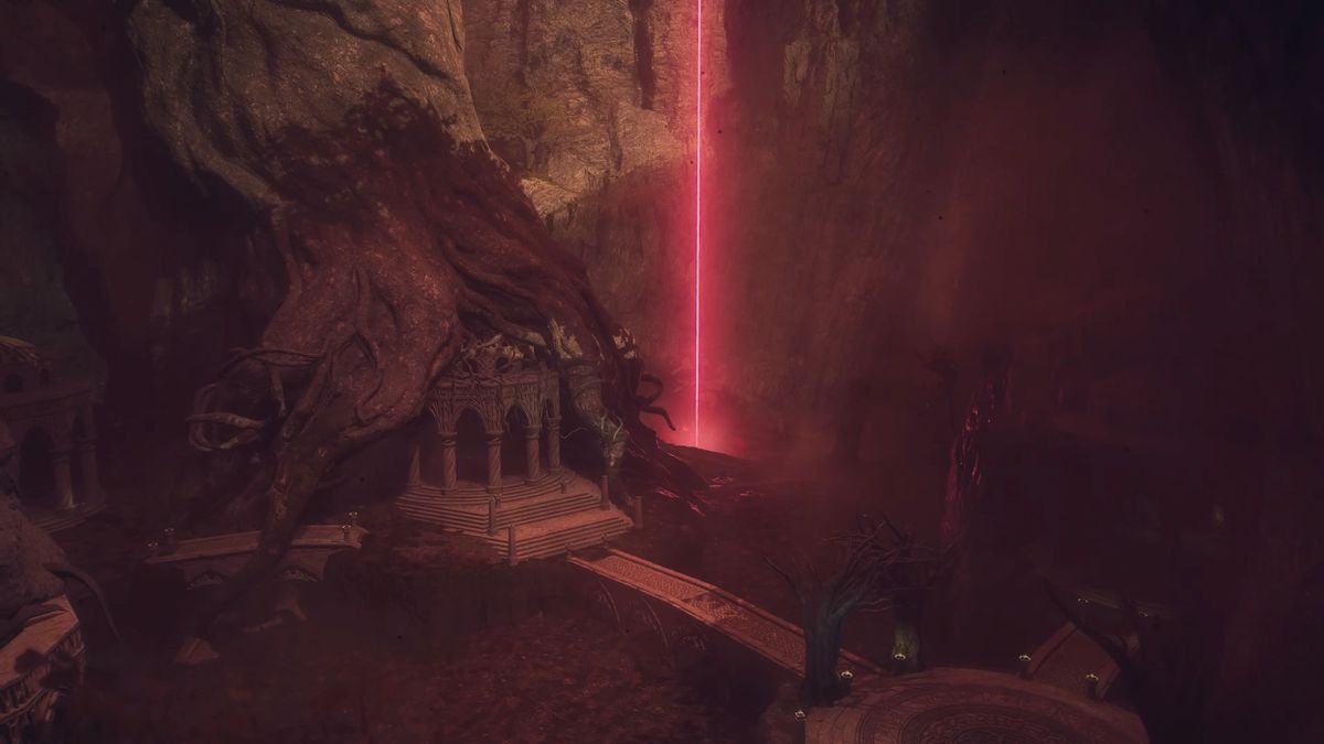 A beacon in the Sacred Arbor leads the Arisen in Dragon’s Dogma 2